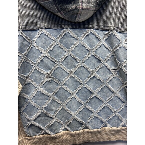 BKE Buckle Henley Pullover Hoodie Plaid Textured Women’s Large - Picture 12 of 12